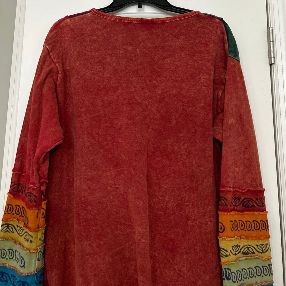 Greater Network 90s Boho Patchwork Cotton Top XXL Nepal Fair Trade Artsy - Picture 9 of 13